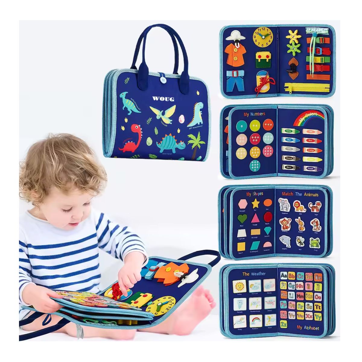 JUEGO LIBRO SENSORIAL DE ACTIVIDADES MONTESSORI PARA NIÑOS REUTILIZABLE - 9