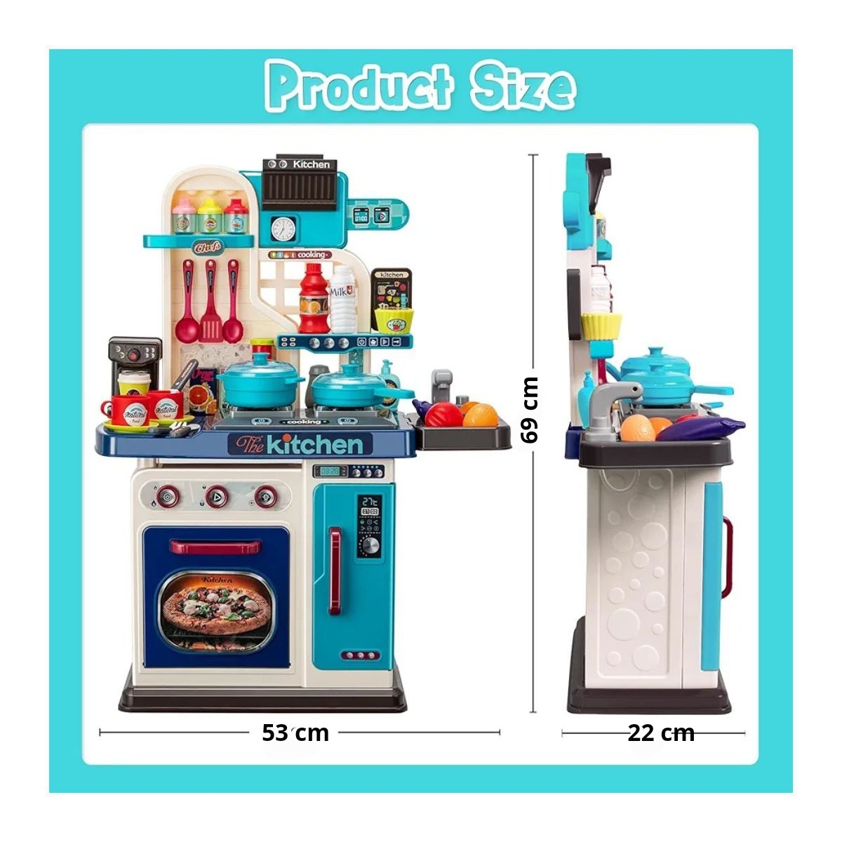 JUGUETE COCINA PARA NIÑOS 53 PIEZAS CON LUZ Y SONIDO UNISEX - 3