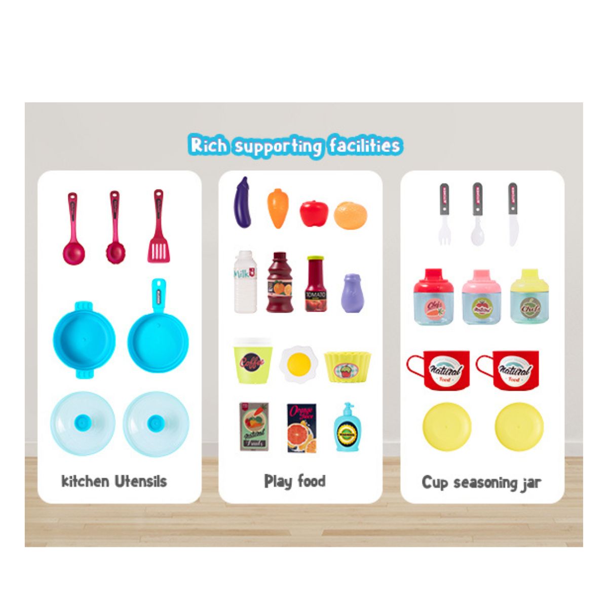 JUGUETE COCINA PARA NIÑOS 53 PIEZAS CON LUZ Y SONIDO UNISEX - 8