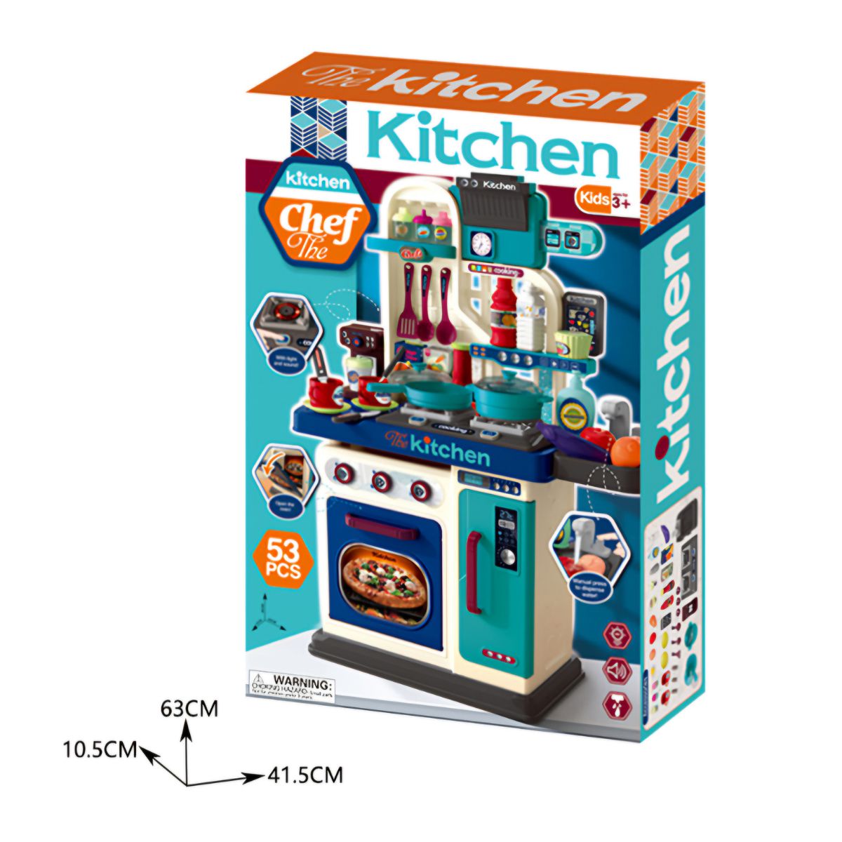 JUGUETE COCINA PARA NIÑOS 53 PIEZAS CON LUZ Y SONIDO UNISEX - 9