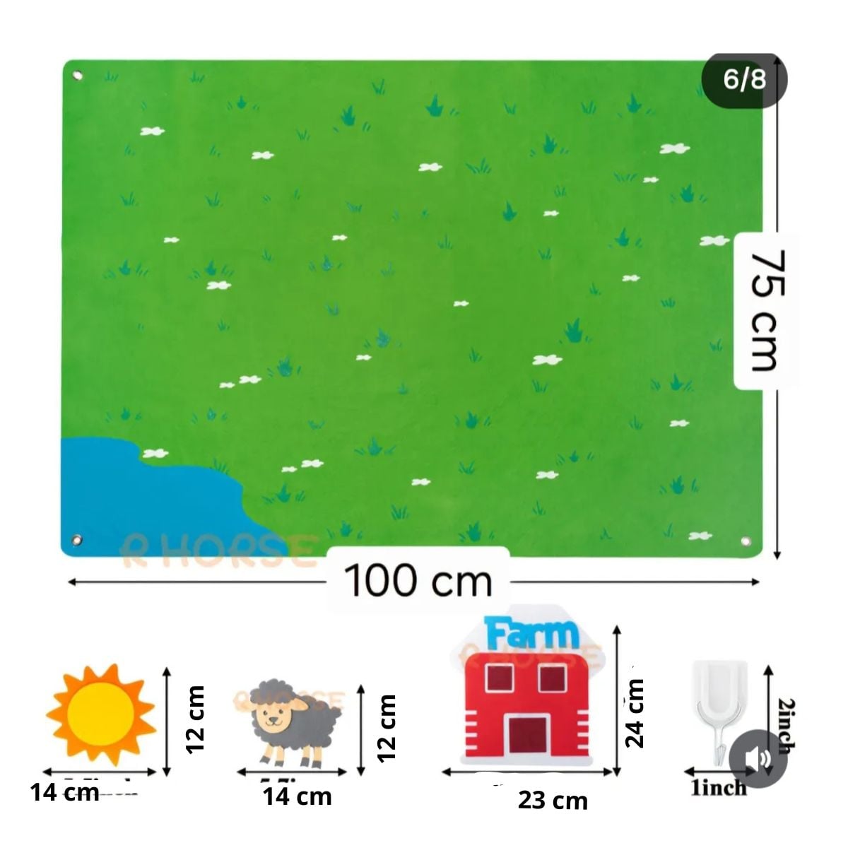 ALFOMBRA DIDACTICA MONTESSORI DE FIELTRO GRANJA PARA NIÑOS MURAL 105X75CM REUTILIZABLE - 4