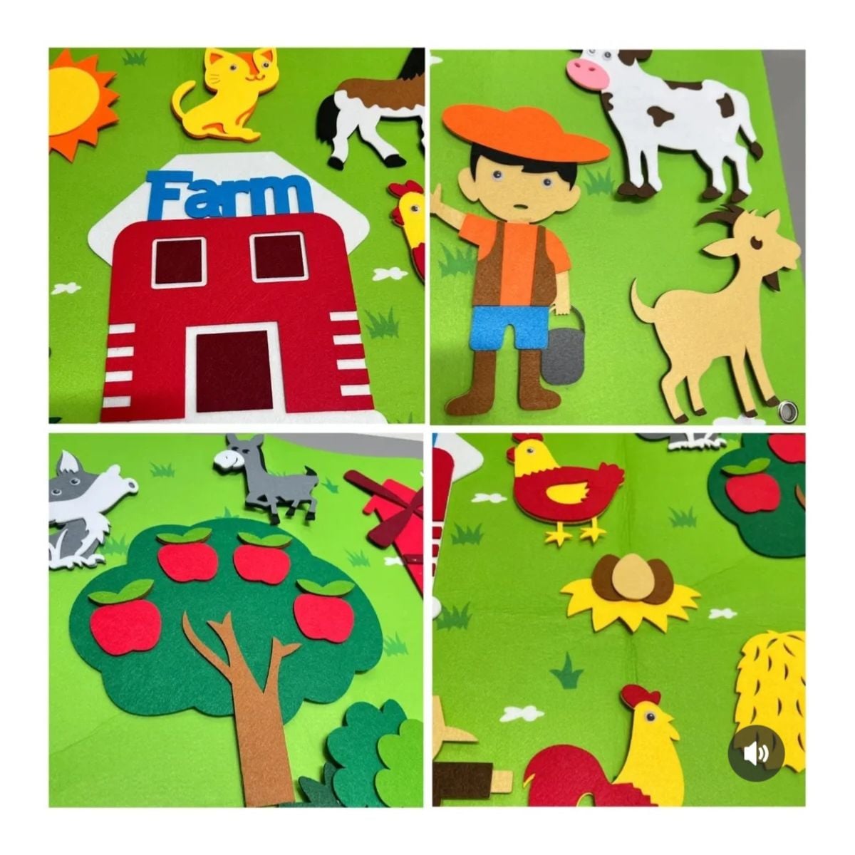 ALFOMBRA DIDACTICA MONTESSORI DE FIELTRO GRANJA PARA NIÑOS MURAL 105X75CM REUTILIZABLE - 5