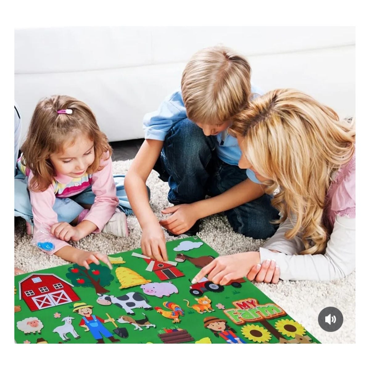ALFOMBRA DIDACTICA MONTESSORI DE FIELTRO GRANJA PARA NIÑOS MURAL 105X75CM REUTILIZABLE - 10
