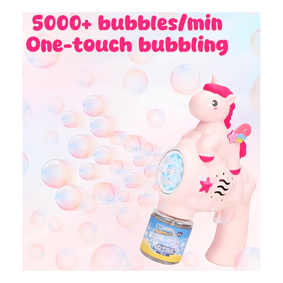 PISTOLA DE BURBUJAS UNICORNIO CON LUZ JUGUETE PARA NIÑAS ROSA - 8