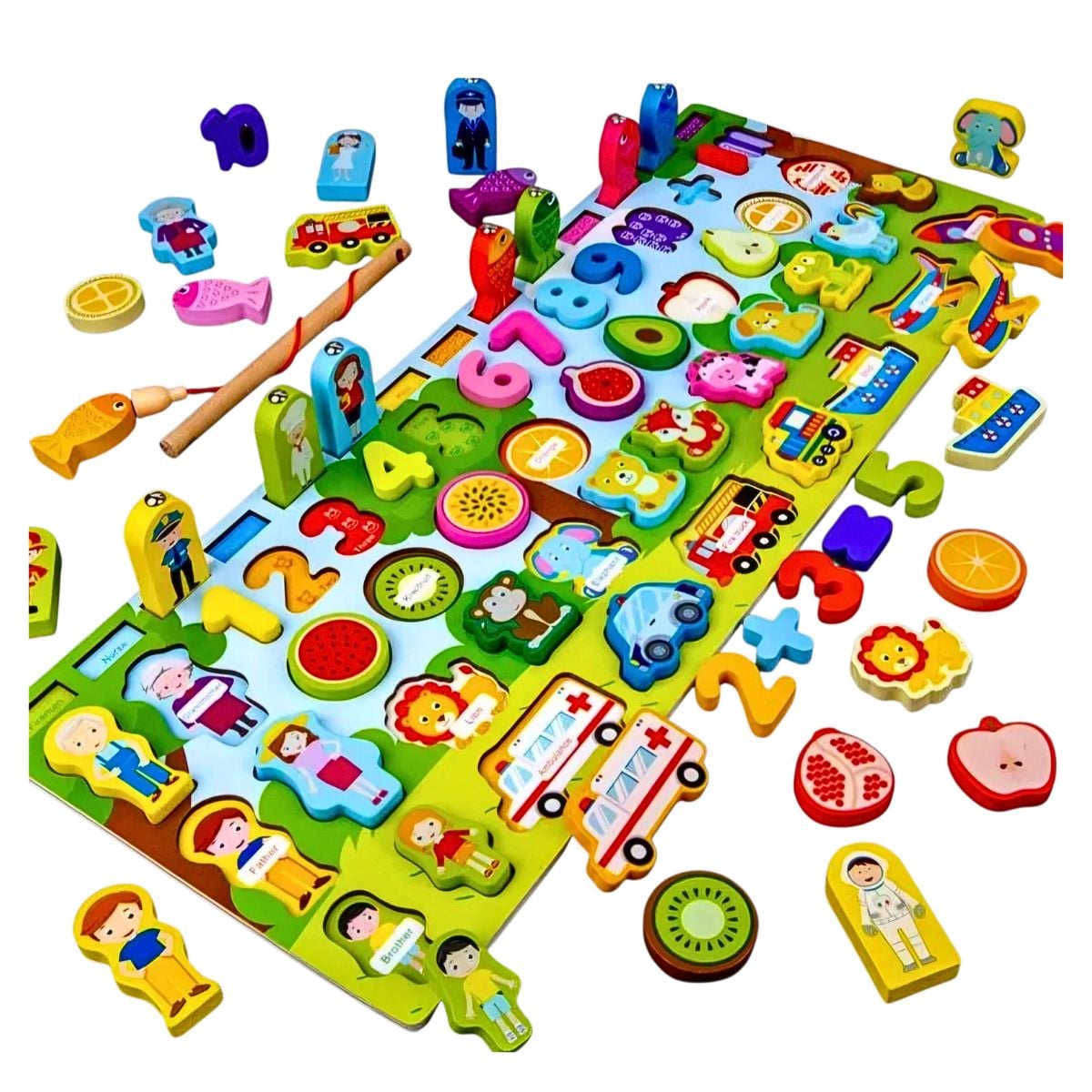 JUEGO TABLERO MONTESSORI DE MADERA DIDACTICO EDUCATIVO PARA NIÑOS CON PESCA - 1