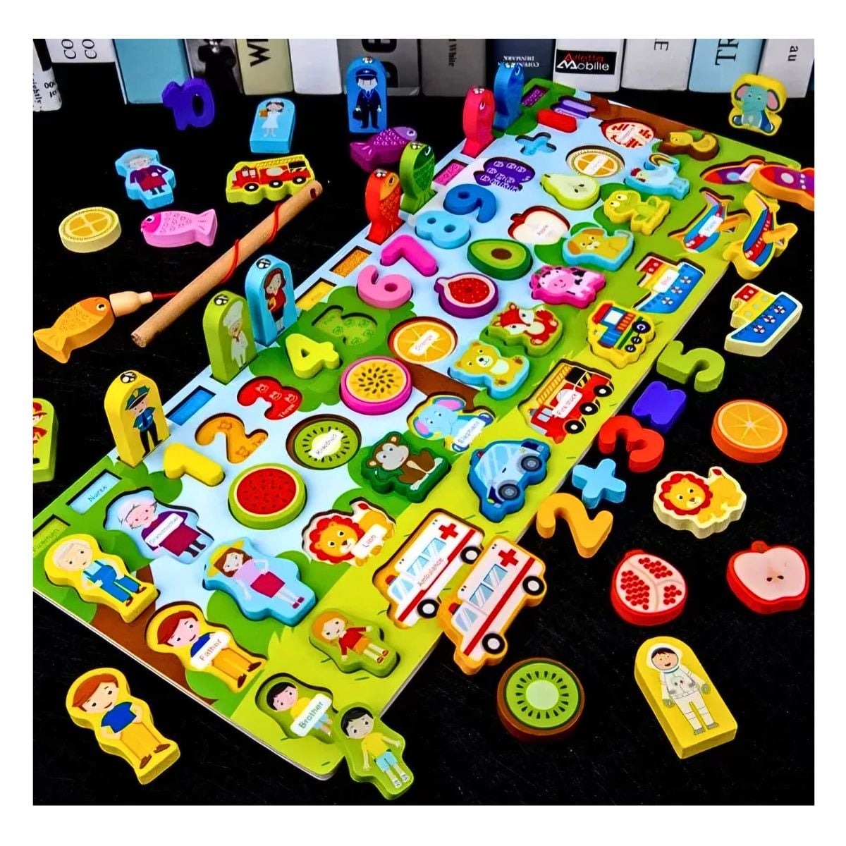JUEGO TABLERO MONTESSORI DE MADERA DIDACTICO EDUCATIVO PARA NIÑOS CON PESCA - 2