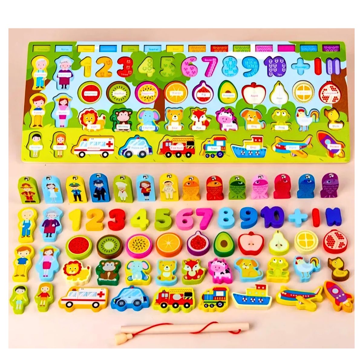 JUEGO TABLERO MONTESSORI DE MADERA DIDACTICO EDUCATIVO PARA NIÑOS CON PESCA - 6