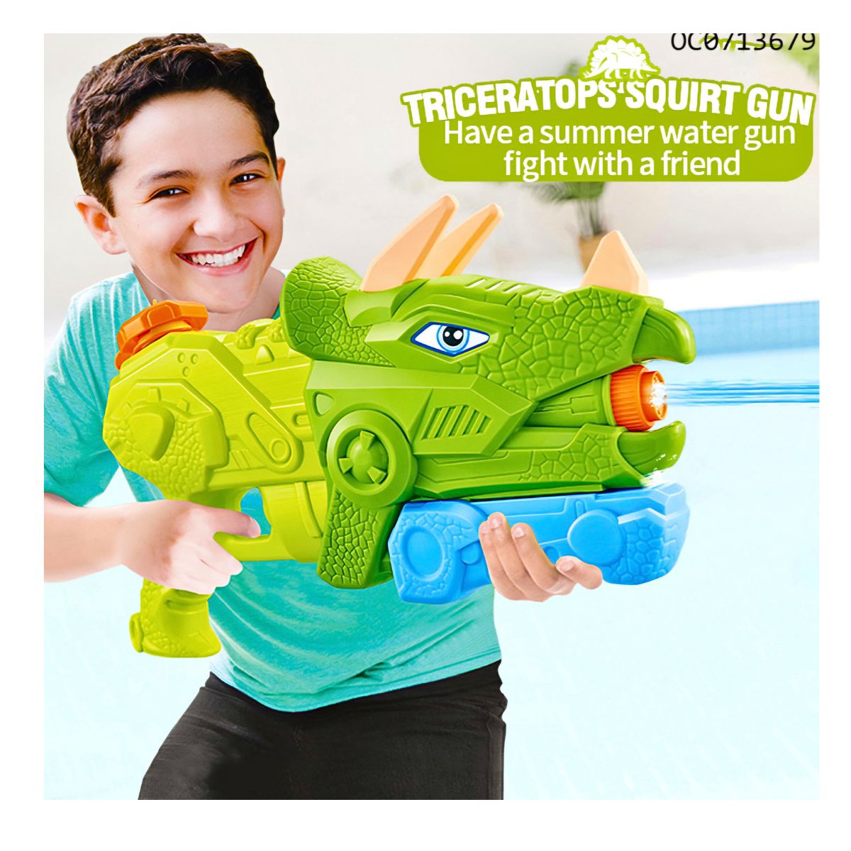 CHISGUETE PISTOLA DE AGUA WATER GUN DINOSAURIO TRICERATOPS 41 CM PARA NIÑOS - 5