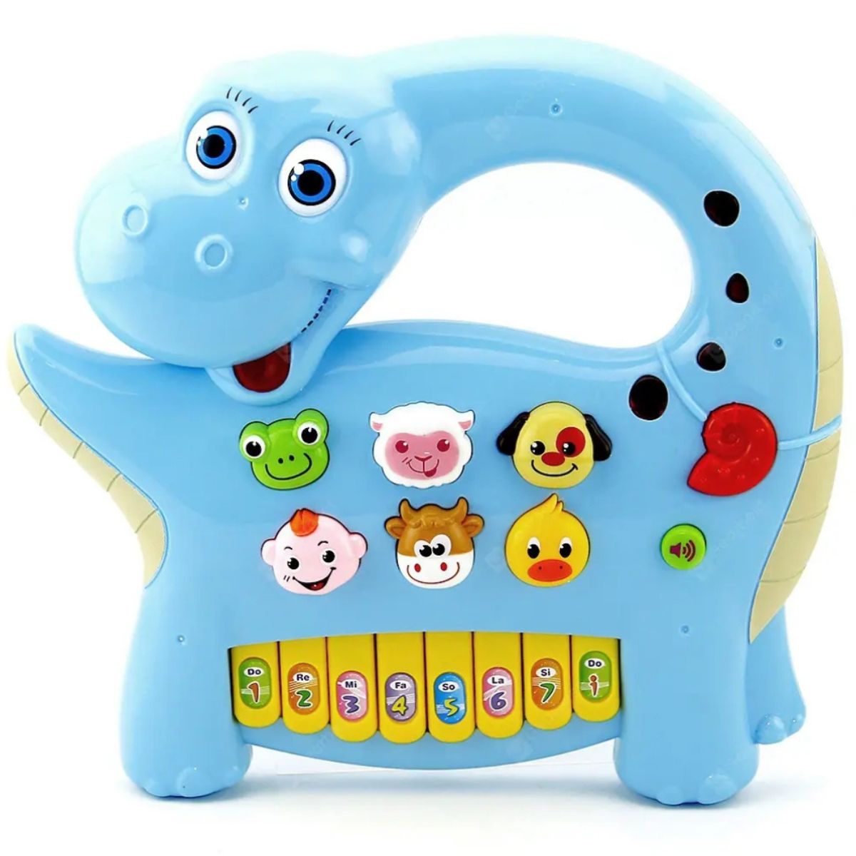 PIANO MUSICAL MODELO DINOSAURIO DIDÁCTICO PARA BEBES CELESTE - 1