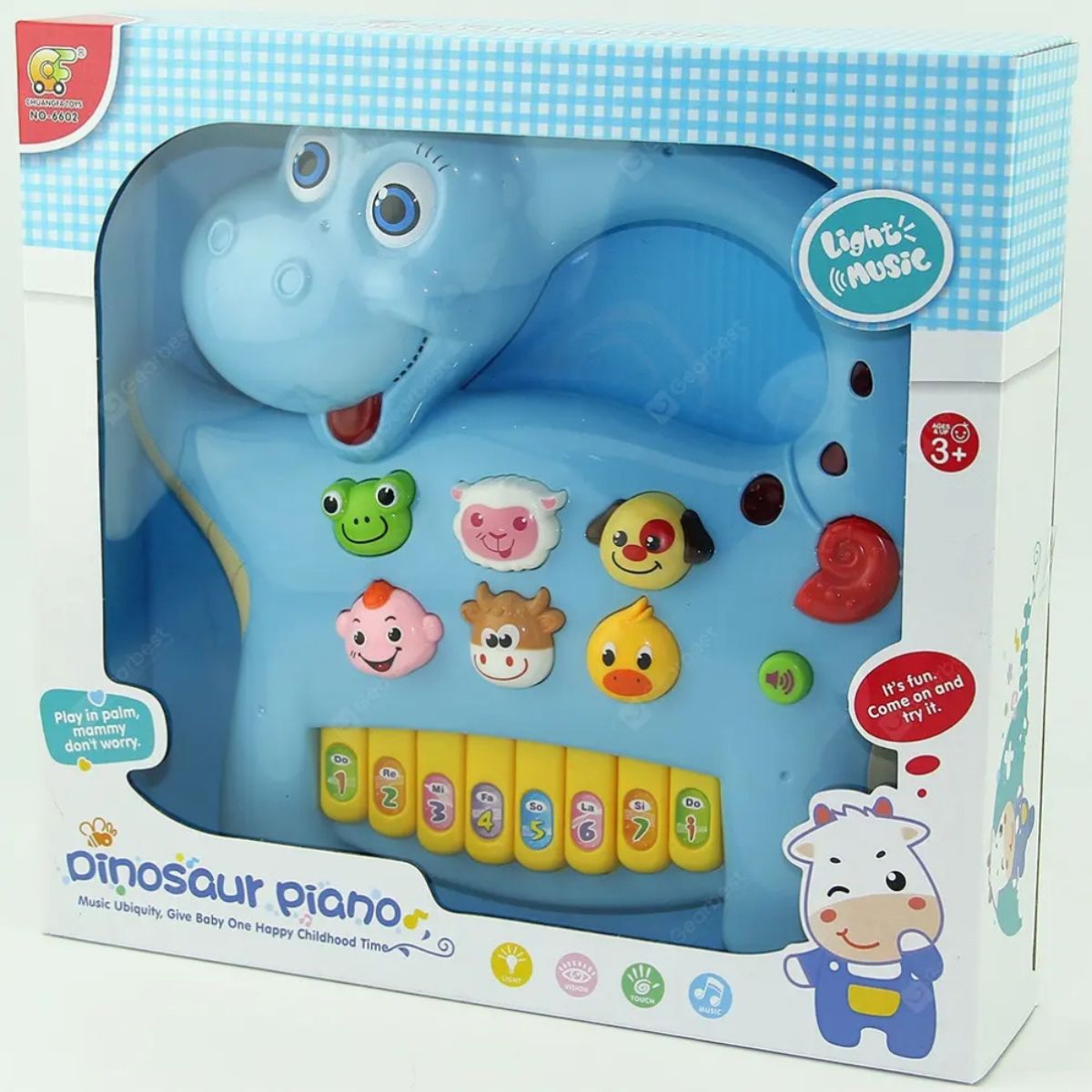 PIANO MUSICAL MODELO DINOSAURIO DIDÁCTICO PARA BEBES CELESTE - 4
