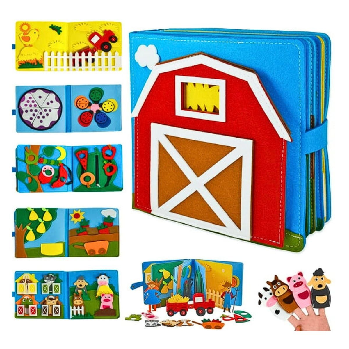 JUEGO LIBRO SENSORIAL DE TEXTURAS MONTESSORI DE LA GRANJA DIDACTICO PARA NIÑOS - 1