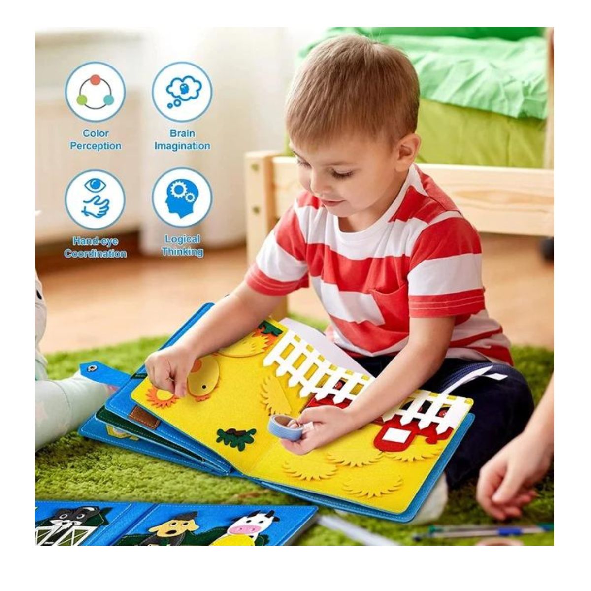 JUEGO LIBRO SENSORIAL DE TEXTURAS MONTESSORI DE LA GRANJA DIDACTICO PARA NIÑOS - 6