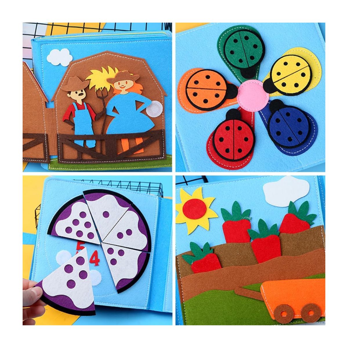 JUEGO LIBRO SENSORIAL DE TEXTURAS MONTESSORI DE LA GRANJA DIDACTICO PARA NIÑOS - 8