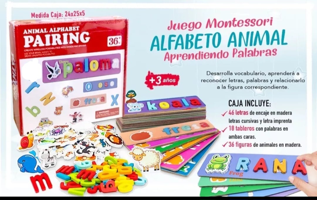 JUEGO EDUCATIVO FORMANDO PALABRAS ENCAJE PARA NIÑOS PAIRING - 2