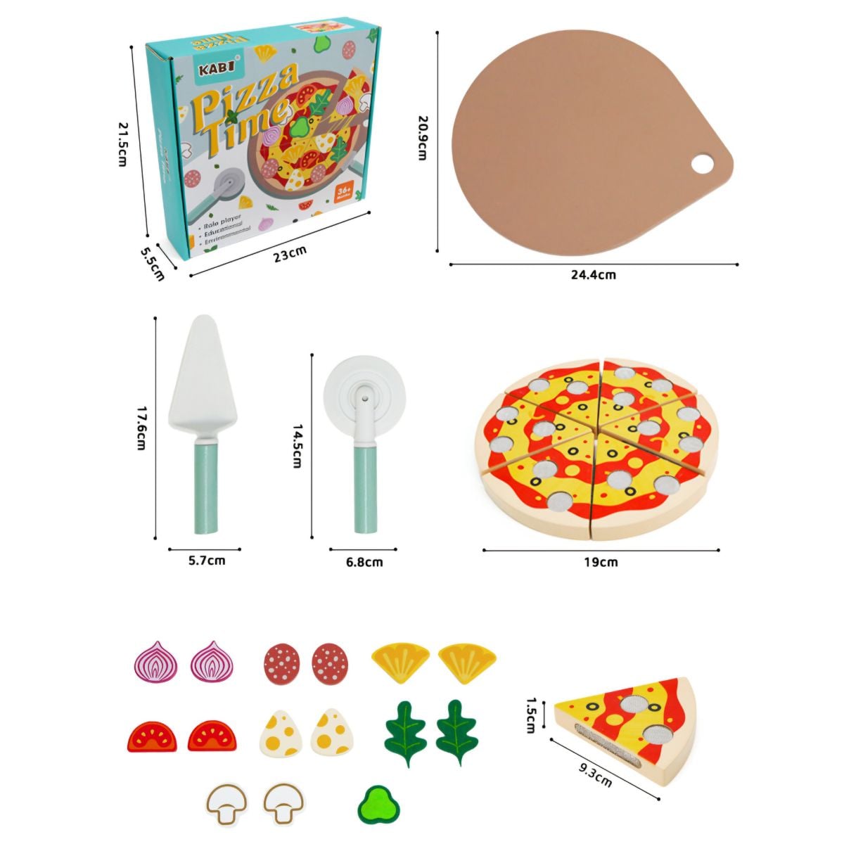 JUGUETE PIZZA DE MADERA DIDACTICO 25 PCS PARA NIÑOS ARMABLE - 4