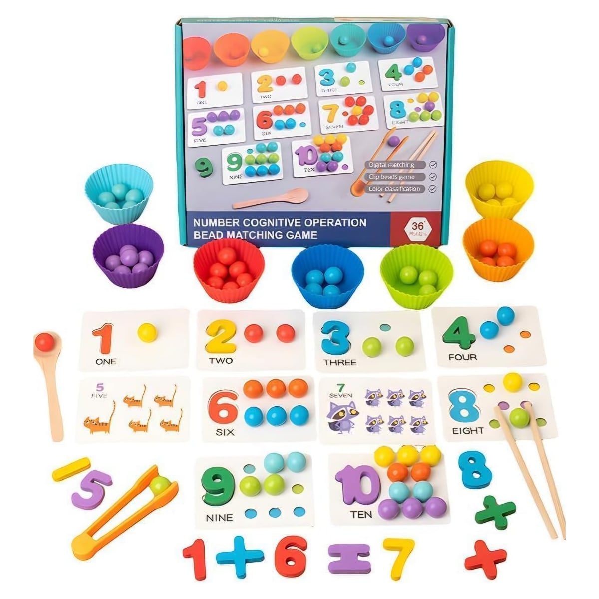 Learning Resources Count & Match De Madera – Set De 53 Piezas Para Contar Y Asociar, Juguete Montessori De Motricidad Fina, Para Niños De 3 A 5 Años