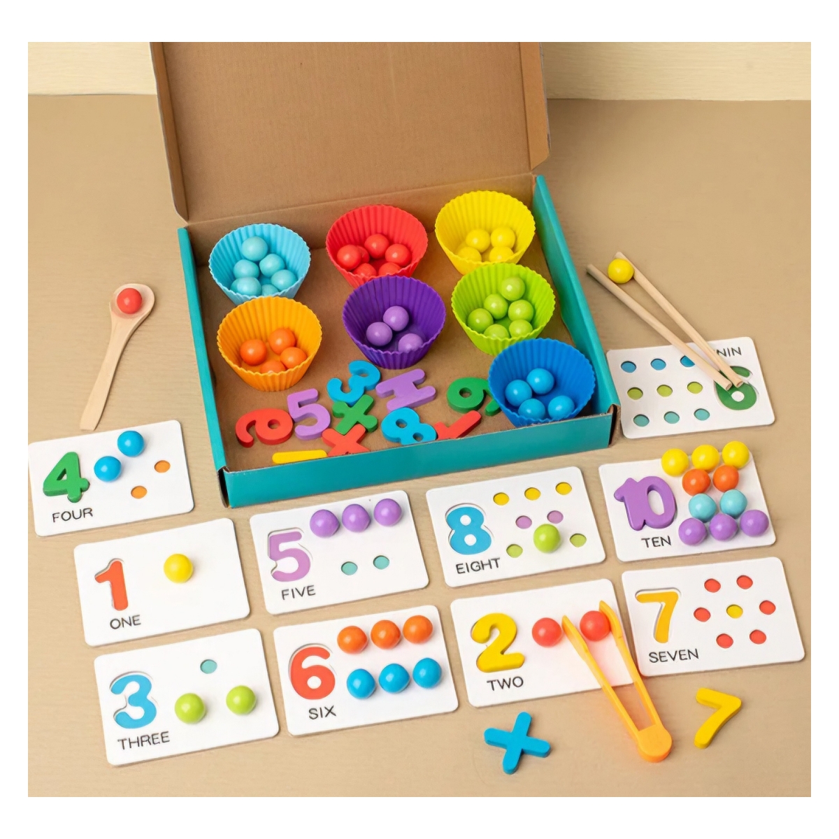 JUGUETE DE APRENDIZAJE NUMERICO MONTESSORI CONTEO MATEMATICO - 9