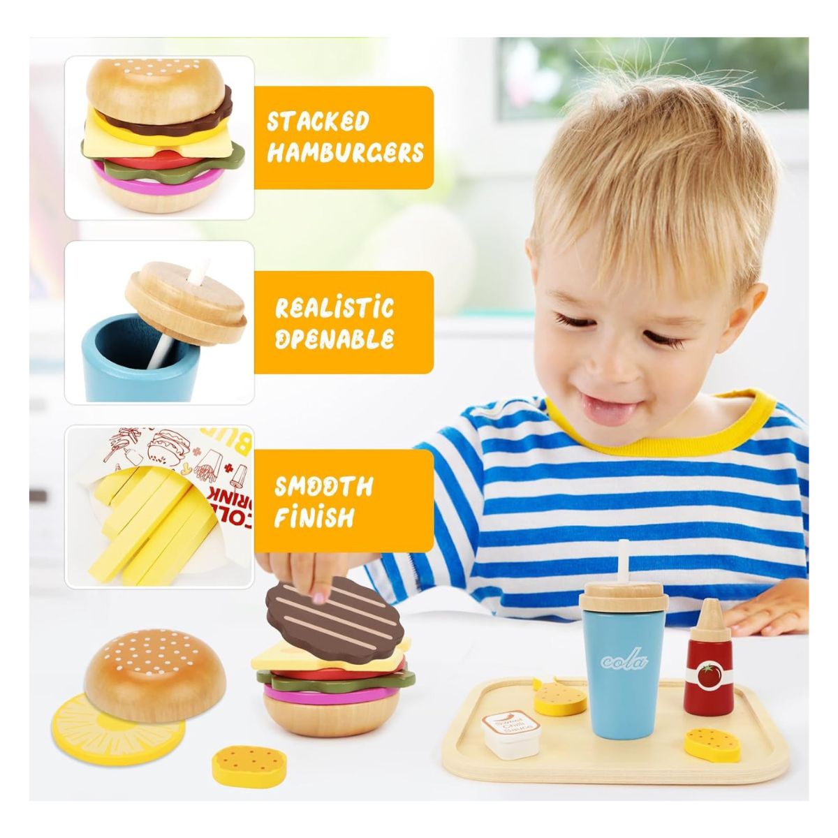 JUGUETE DE ALIMENTOS SET DE CHATARRA DE MADERA MONTESSORI DIDACTICO PARA NIÑOS - 2