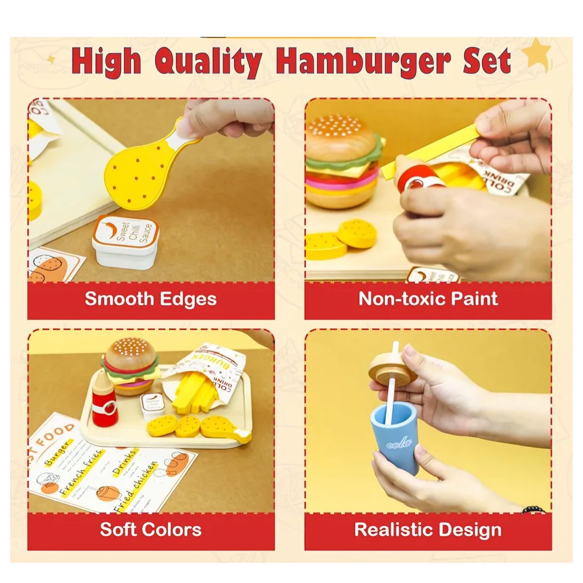 JUGUETE DE ALIMENTOS SET DE CHATARRA DE MADERA MONTESSORI DIDACTICO PARA NIÑOS - 6