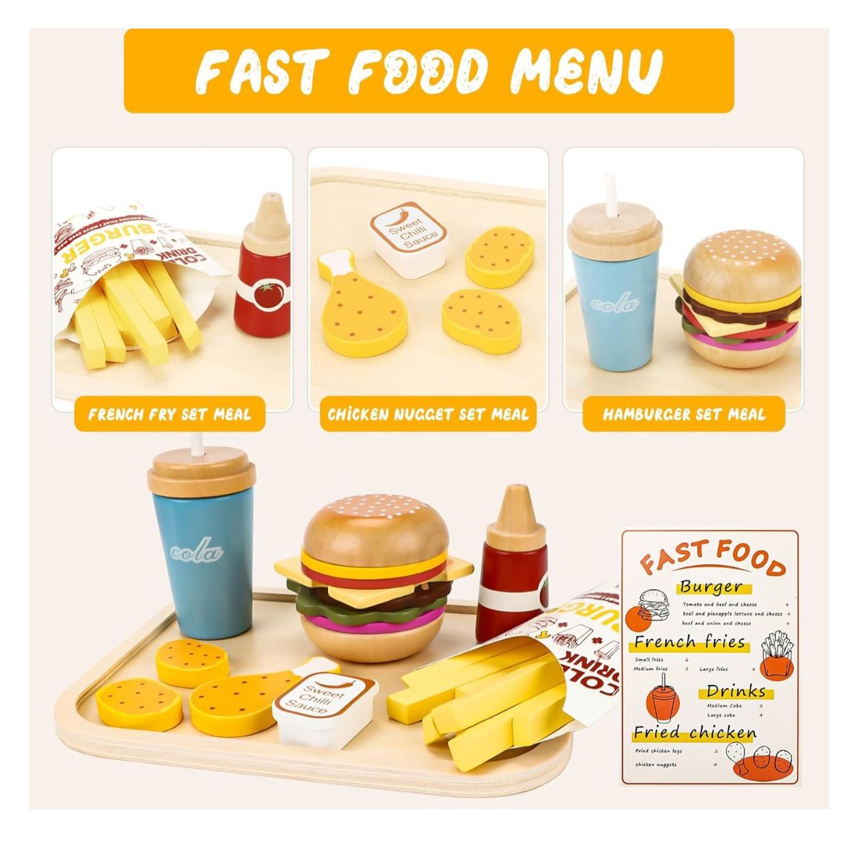 JUGUETE DE ALIMENTOS SET DE CHATARRA DE MADERA MONTESSORI DIDACTICO PARA NIÑOS - 7