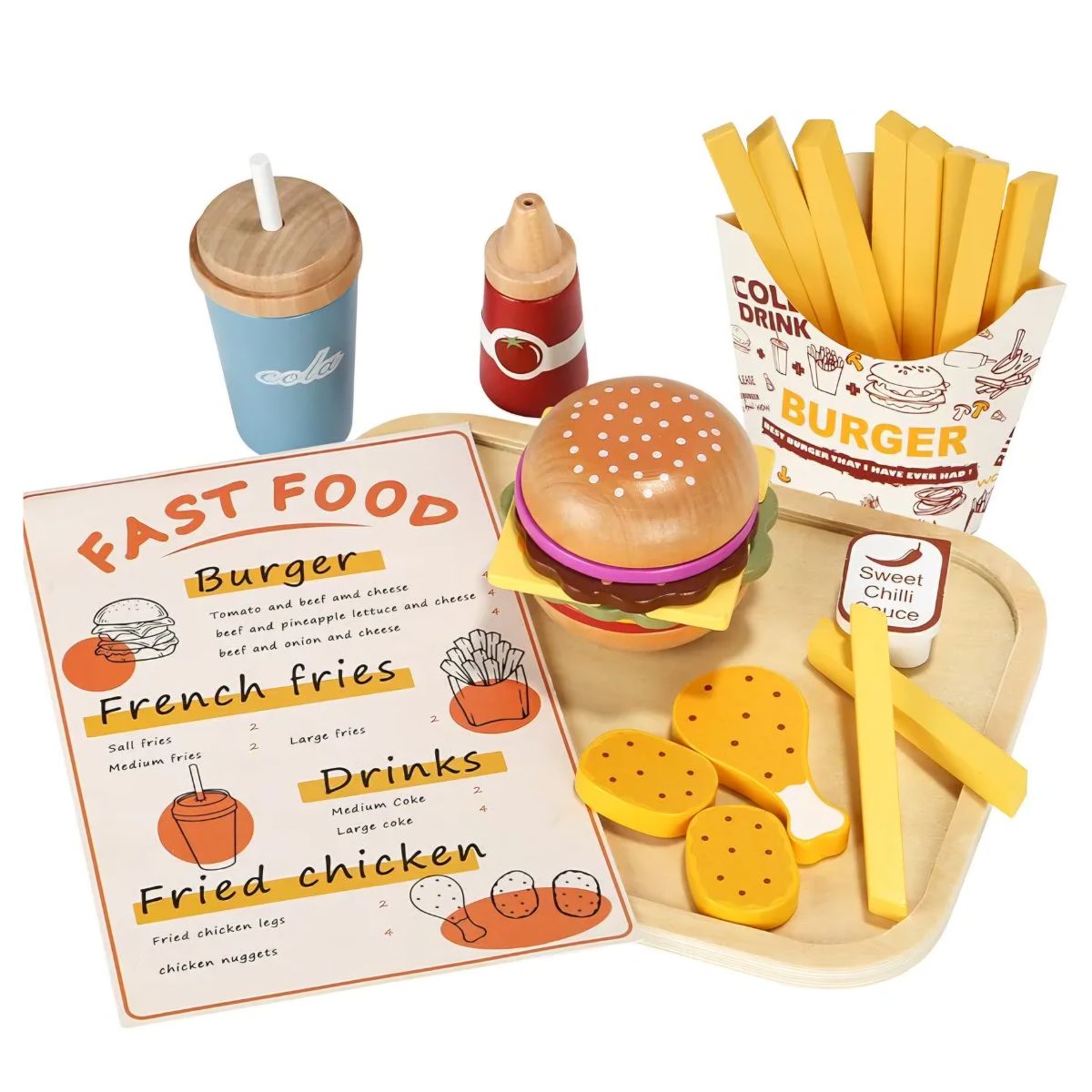 JUGUETE DE ALIMENTOS SET DE CHATARRA DE MADERA MONTESSORI DIDACTICO PARA NIÑOS - 10