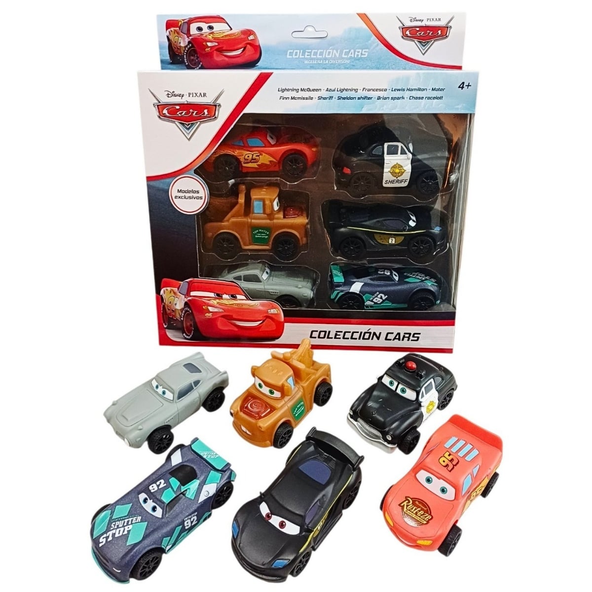 SET 6 CARROS CARS RAYO MCQUEEN DE GOMA RESISTENTE JUGUETE PARA NIÑOS 10CM CON LICENCIA - 1