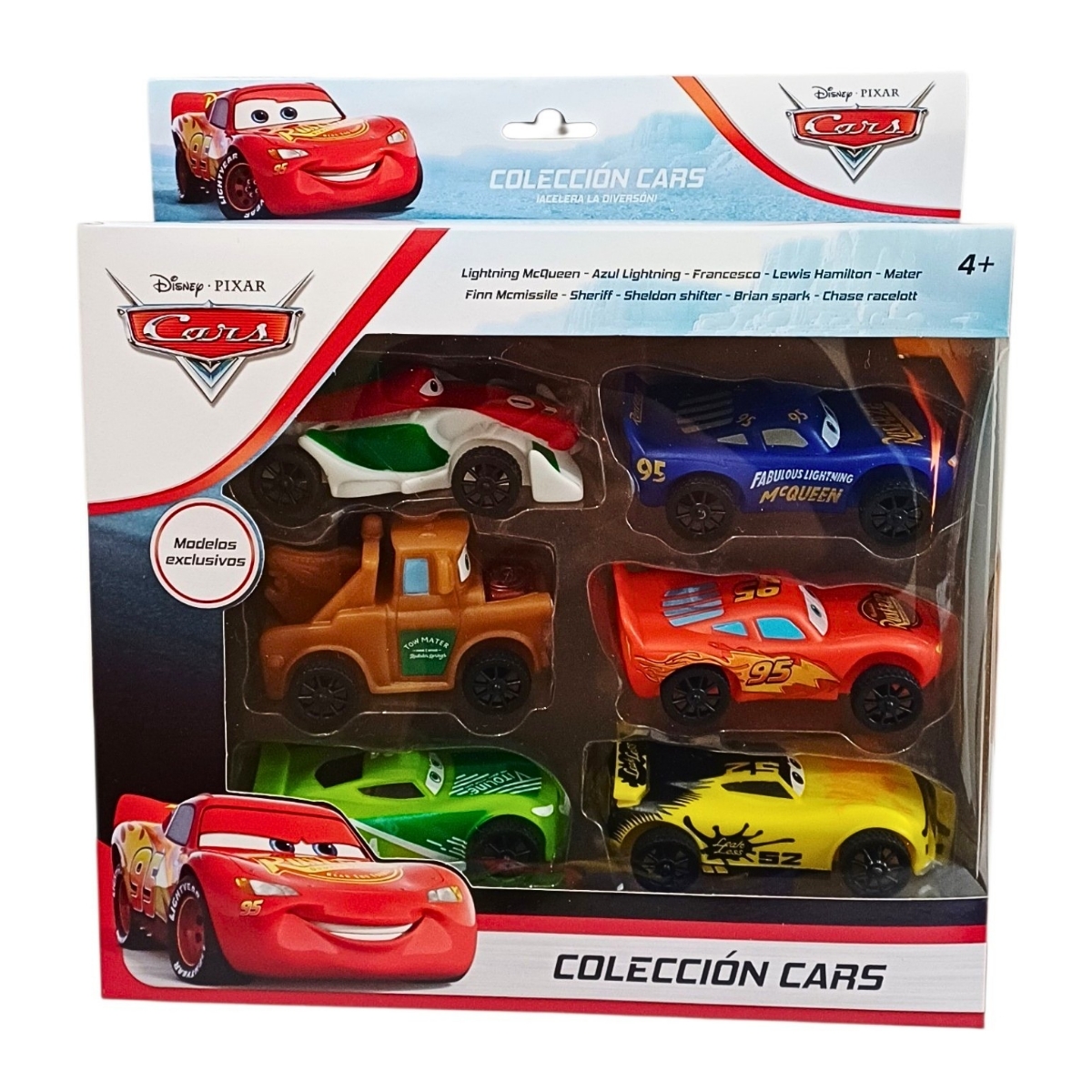 SET 6 CARROS CARS RAYO MCQUEEN DE GOMA RESISTENTE JUGUETE PARA NIÑOS 10CM CON LICENCIA - 10
