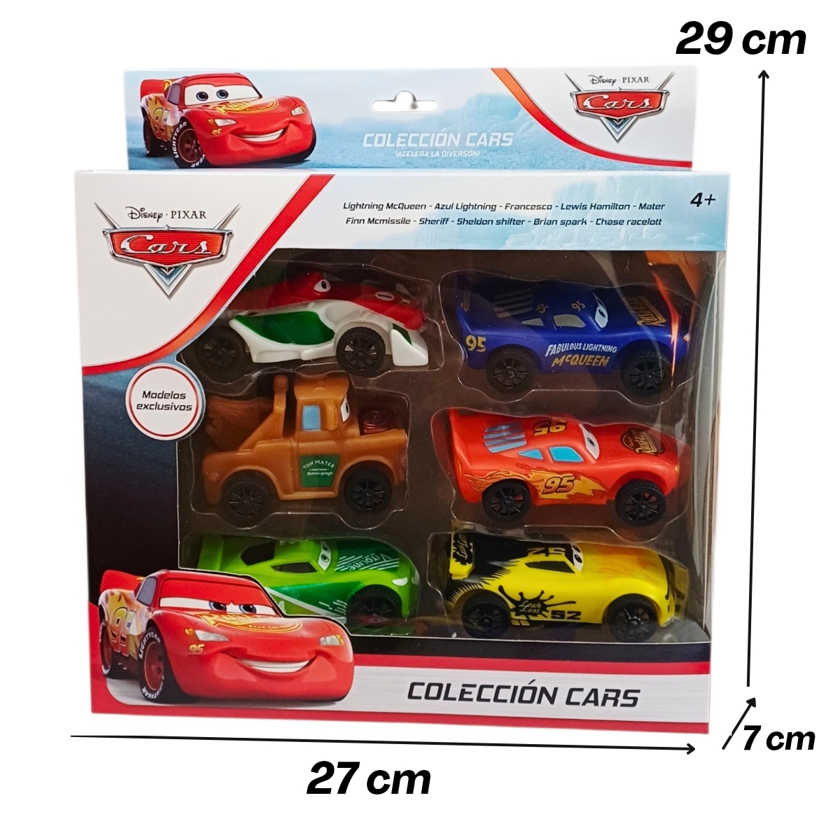 SET 6 CARROS CARS RAYO MCQUEEN DE GOMA RESISTENTE JUGUETE PARA NIÑOS 10CM CON LICENCIA - 9