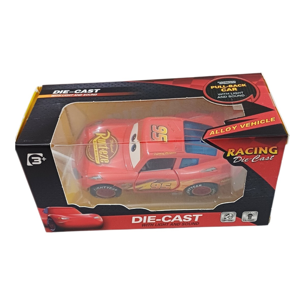 JUGUETE AUTO DE METAL RAYO MCQUEEN LUZ Y SONIDO CON FRICCION COLECCION CARS PARA NIÑOS - 6