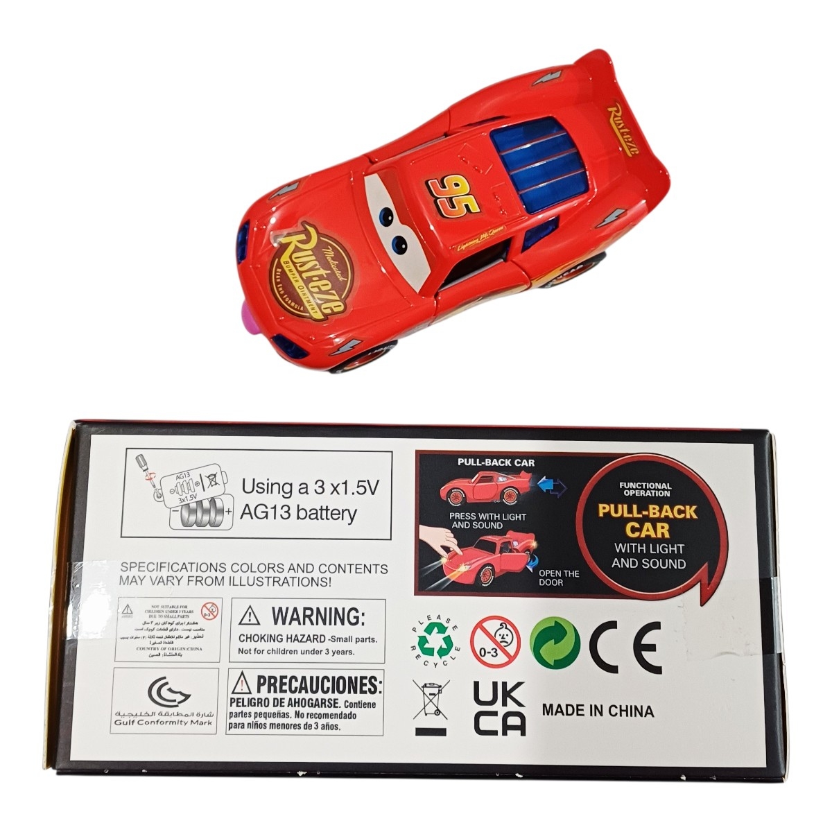 JUGUETE AUTO DE METAL RAYO MCQUEEN LUZ Y SONIDO CON FRICCION COLECCION CARS PARA NIÑOS - 7