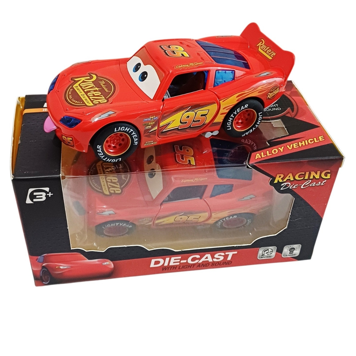 JUGUETE AUTO DE METAL RAYO MCQUEEN LUZ Y SONIDO CON FRICCION COLECCION CARS PARA NIÑOS - 8