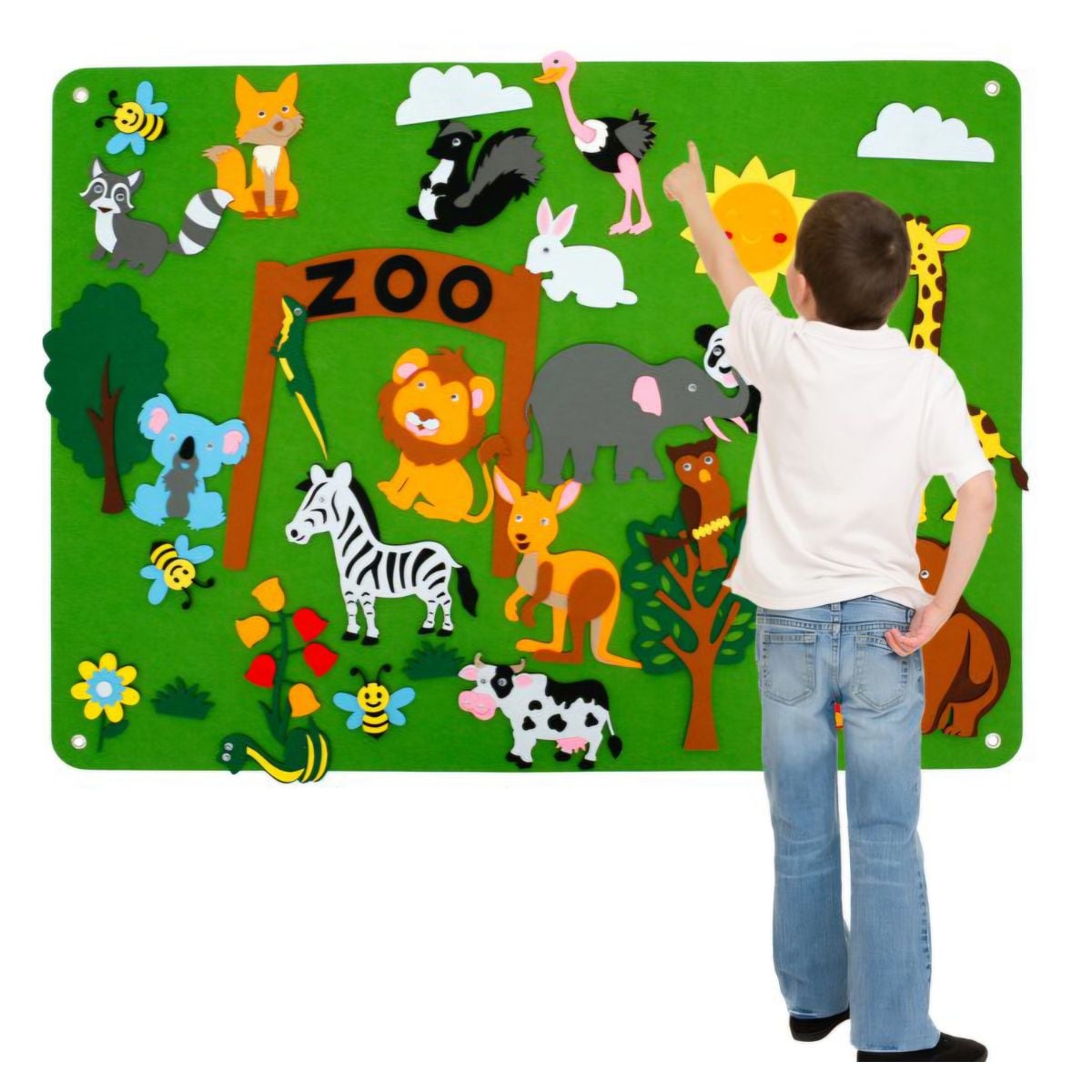 MURAL INTERACTIVO MONTESSORI DE FIELTRO TEMATICA SELVA PARA NIÑOS DIDACTICO CON PEGA PEGA - 1