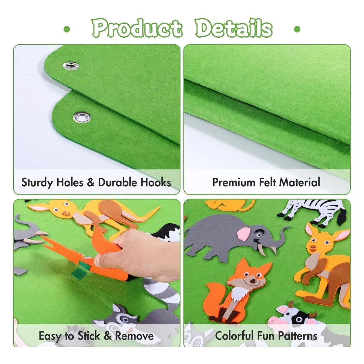 MURAL INTERACTIVO MONTESSORI DE FIELTRO TEMATICA SELVA PARA NIÑOS DIDACTICO CON PEGA PEGA - 2