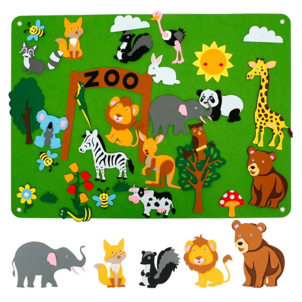 MURAL INTERACTIVO MONTESSORI DE FIELTRO TEMATICA SELVA PARA NIÑOS DIDACTICO CON PEGA PEGA - 4