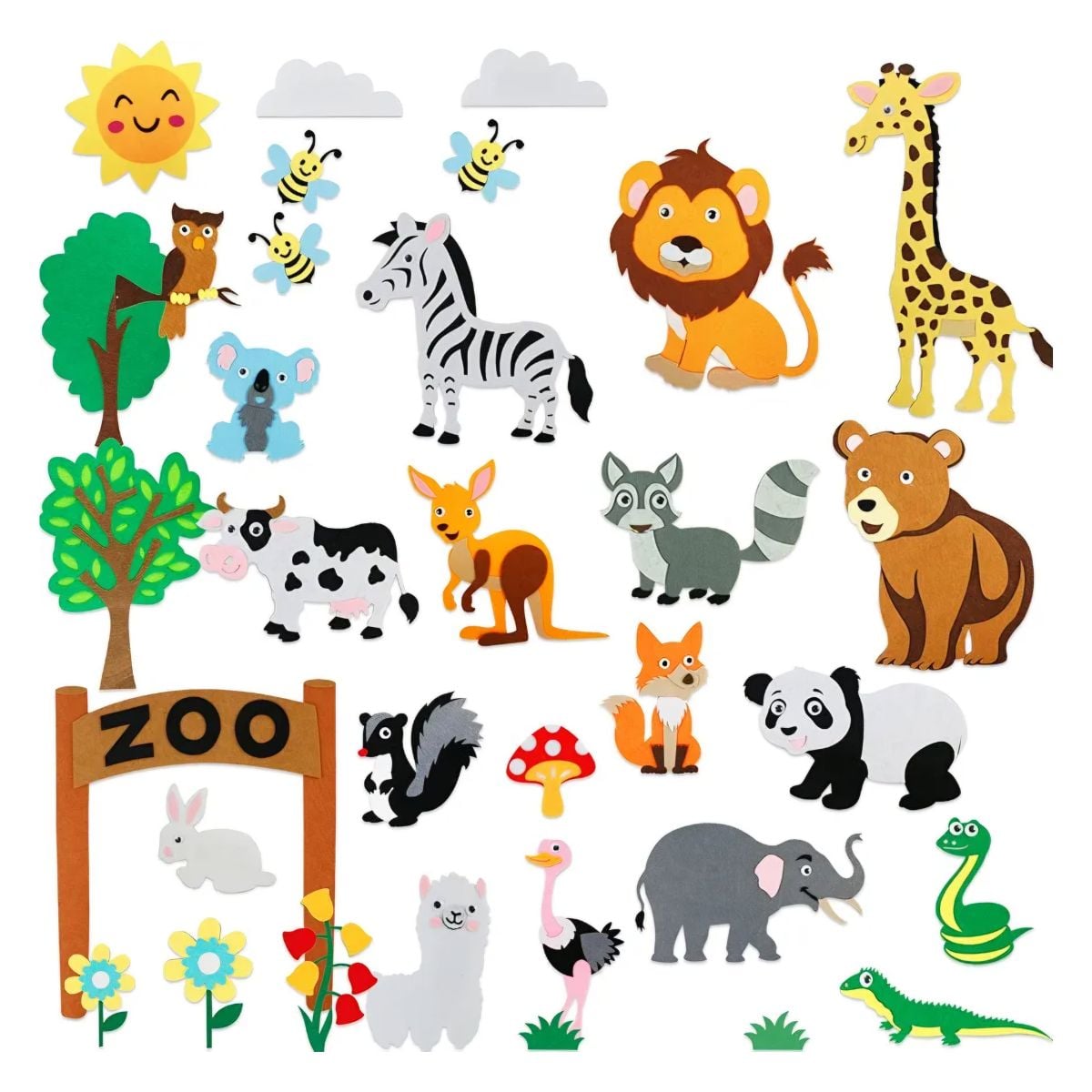 MURAL INTERACTIVO MONTESSORI DE FIELTRO TEMATICA SELVA PARA NIÑOS DIDACTICO CON PEGA PEGA - 6