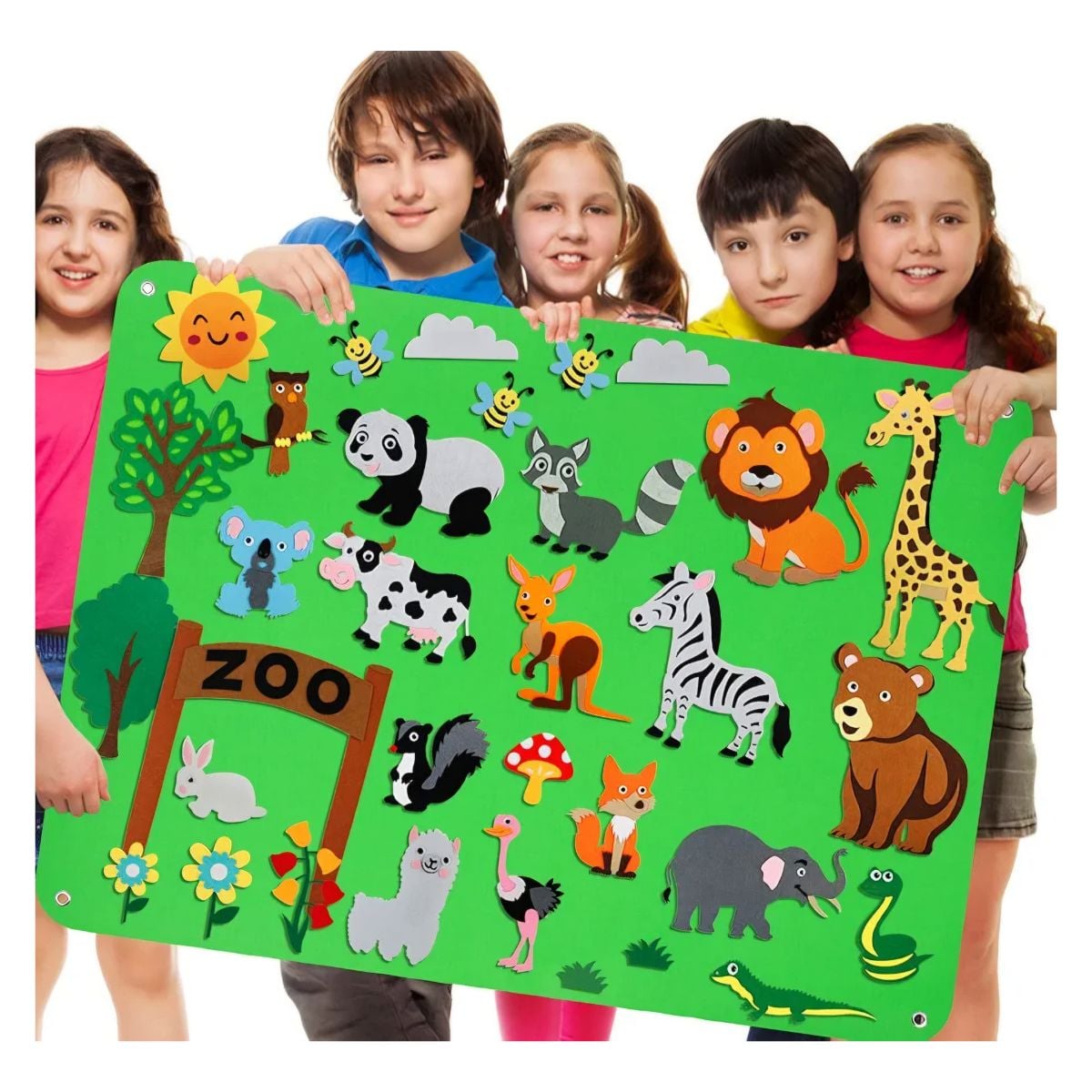MURAL INTERACTIVO MONTESSORI DE FIELTRO TEMATICA SELVA PARA NIÑOS DIDACTICO CON PEGA PEGA - 7