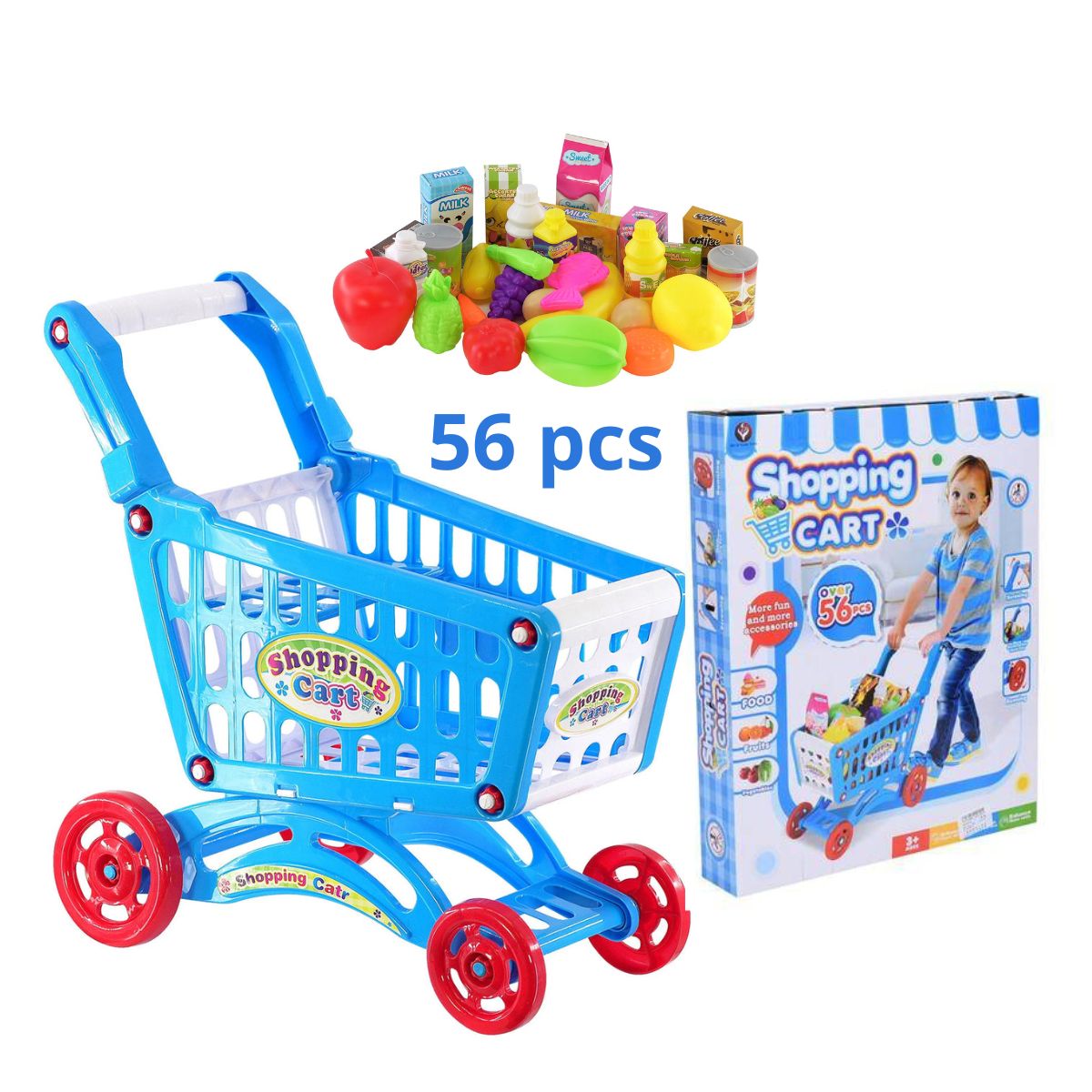 JUGUETE CARRITO DE SUPERMERCADO CON ACCESORIOS 56 PIEZAS PARA NIÑOS - 7