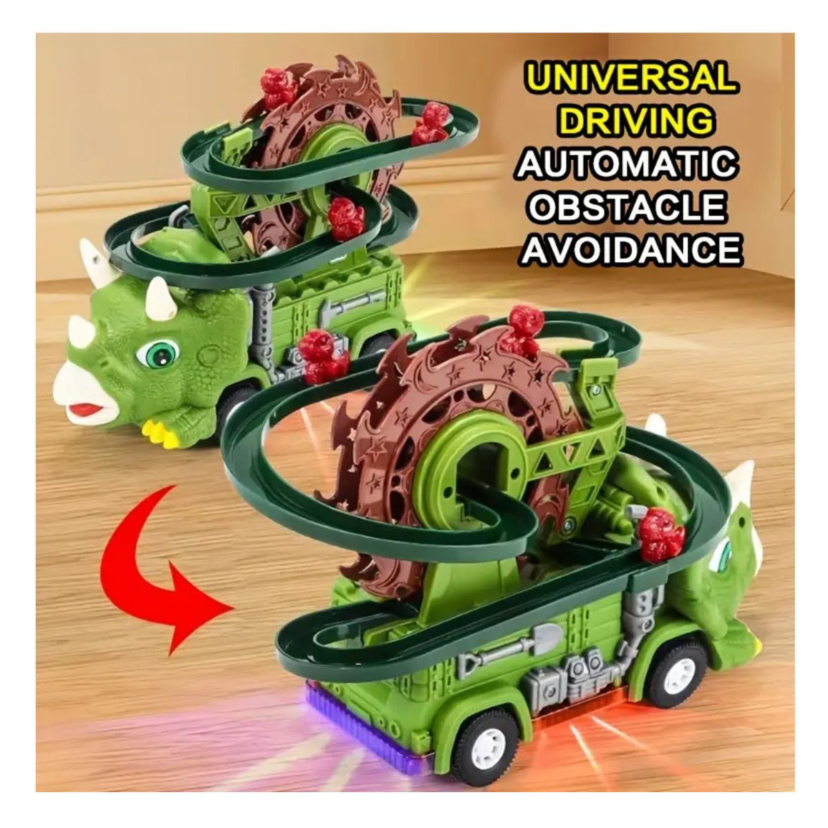 JUGUETE CAMIÓN TRICERATOPS PISTA MUSICAL ESCALERA DE DINOSAURIO CON LUCES Y SONIDO INTERACTIVO - 3