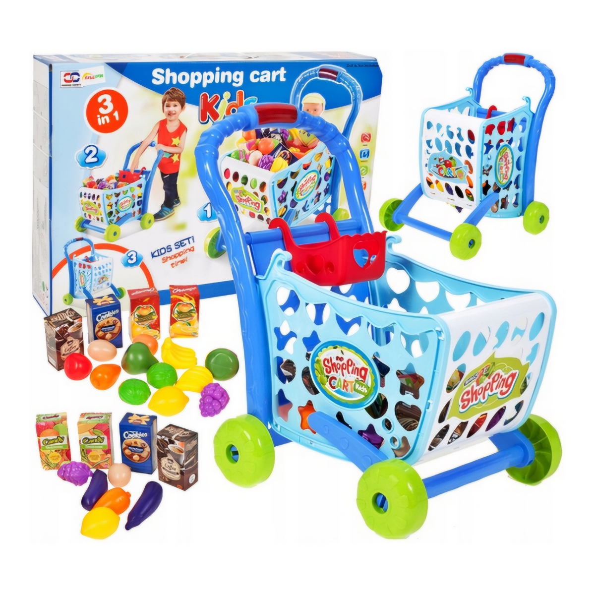 CARRITO DE COMPRAS JUGUETE 3 EN 1 CON LUCES SONIDO Y ACCESORIOS PARA NIÑOS - 2