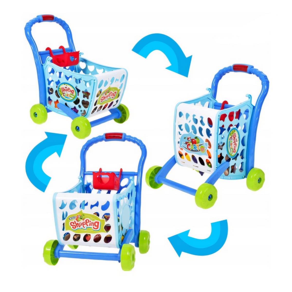 CARRITO DE COMPRAS JUGUETE 3 EN 1 CON LUCES SONIDO Y ACCESORIOS PARA NIÑOS - 3