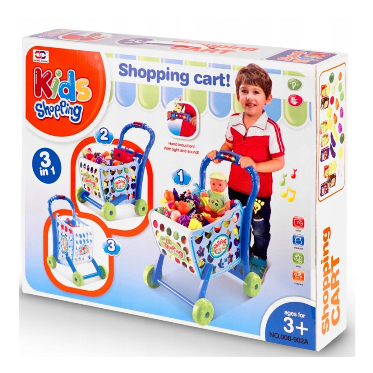 CARRITO DE COMPRAS JUGUETE 3 EN 1 CON LUCES SONIDO Y ACCESORIOS PARA NIÑOS - 5