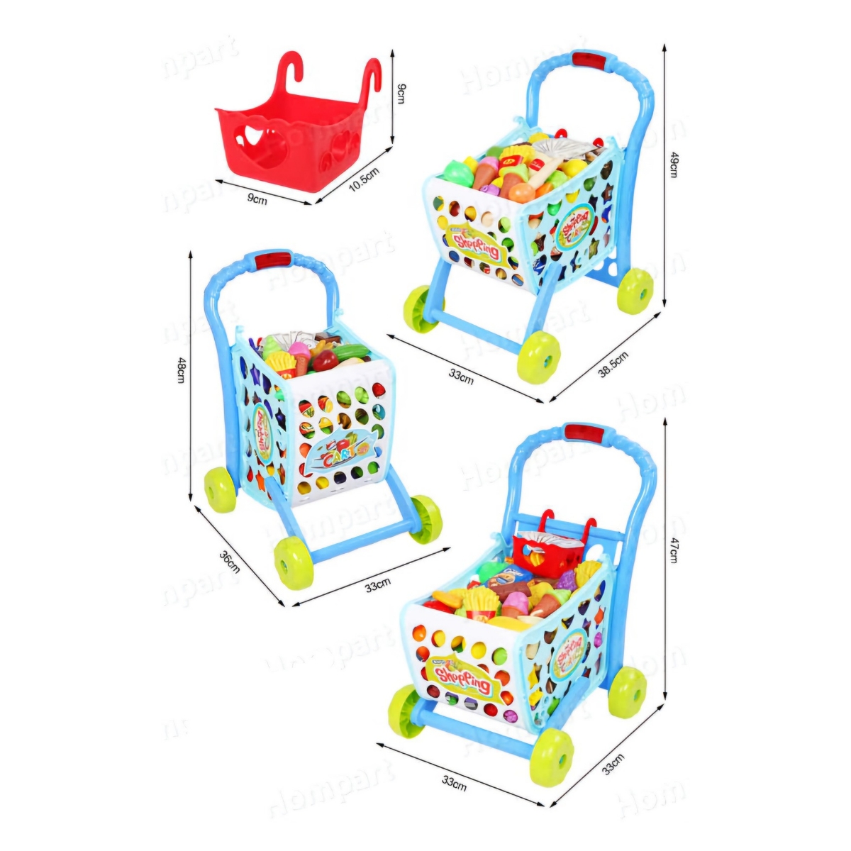 CARRITO DE COMPRAS JUGUETE 3 EN 1 CON LUCES SONIDO Y ACCESORIOS PARA NIÑOS - 8
