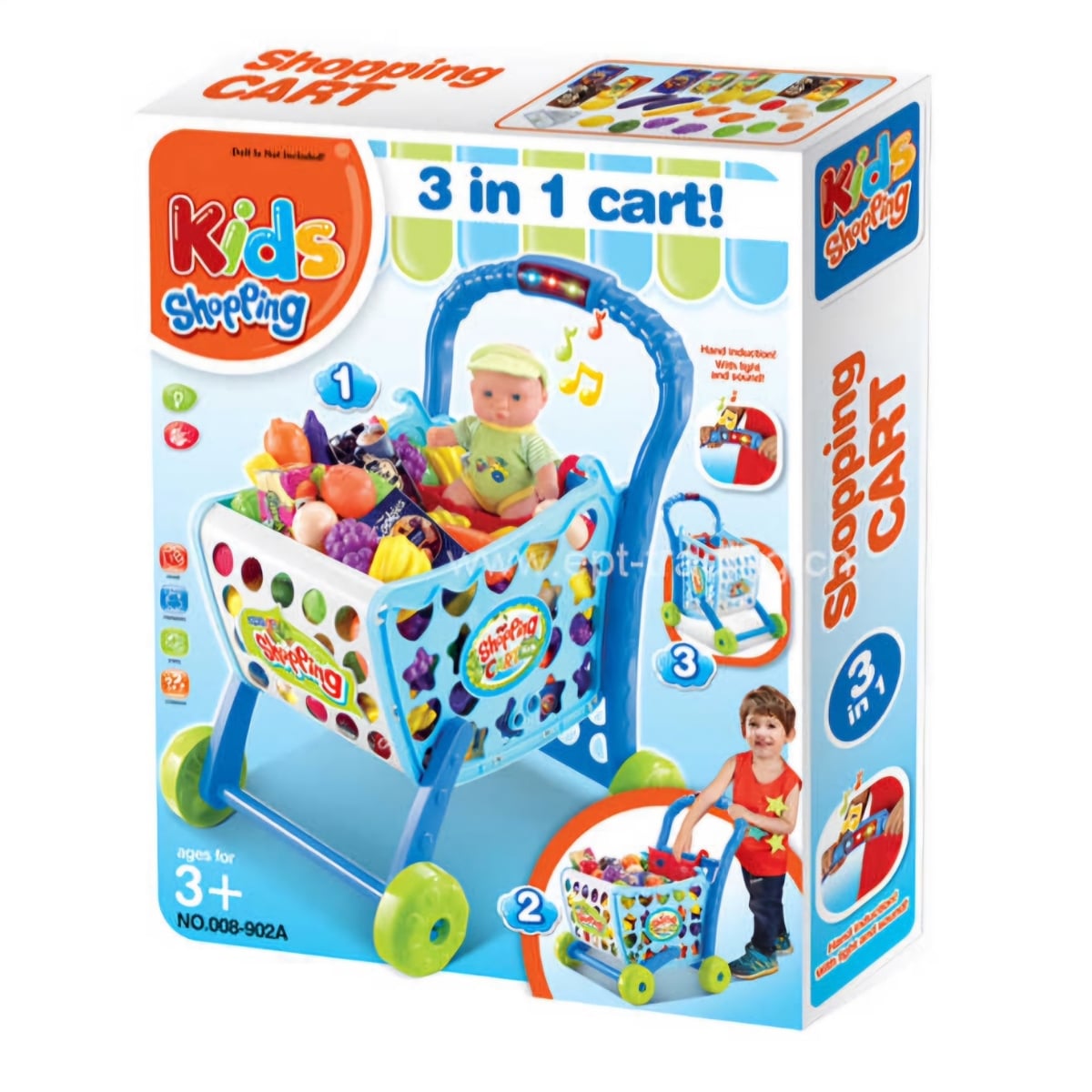 CARRITO DE COMPRAS JUGUETE 3 EN 1 CON LUCES SONIDO Y ACCESORIOS PARA NIÑOS - 9