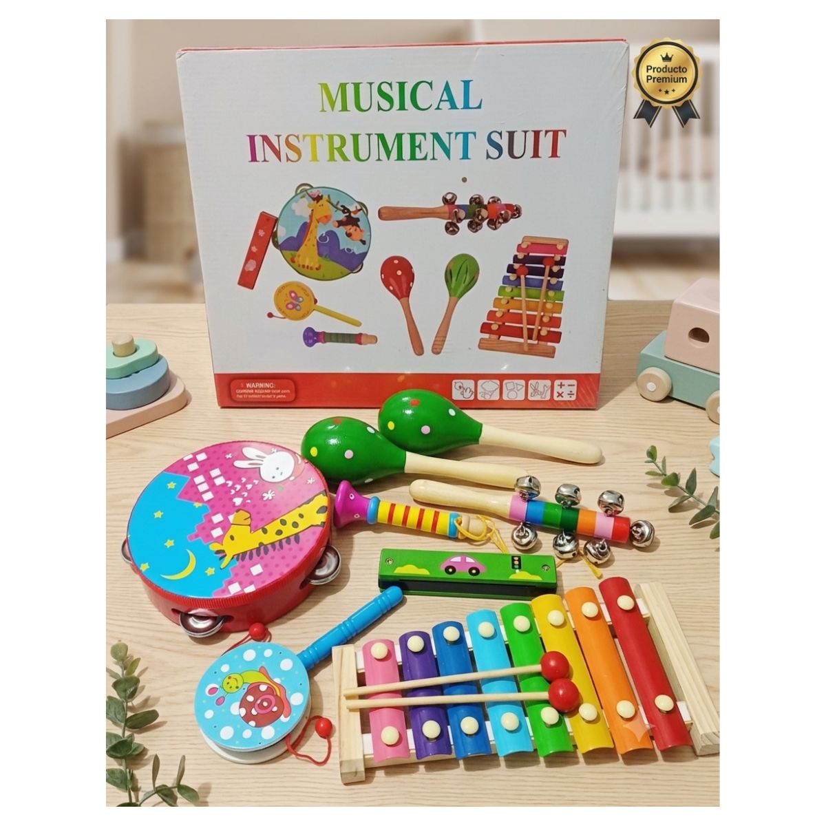 SET DE INSTRUMENTOS MUSICALES DE MADERA PARA NIÑOS ESTIMULACION TEMPRANA - 10