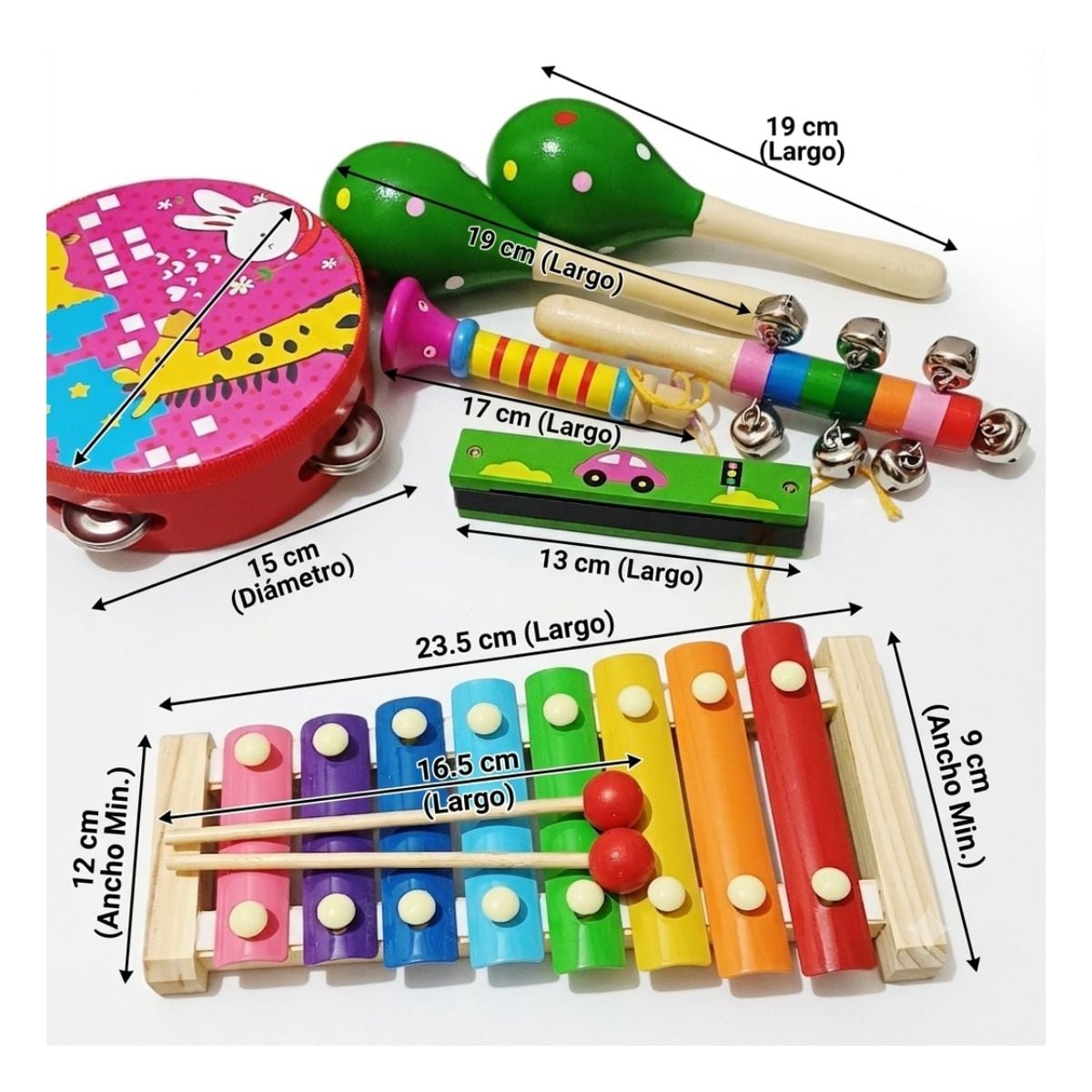 SET DE INSTRUMENTOS MUSICALES DE MADERA PARA NIÑOS ESTIMULACION TEMPRANA - 2