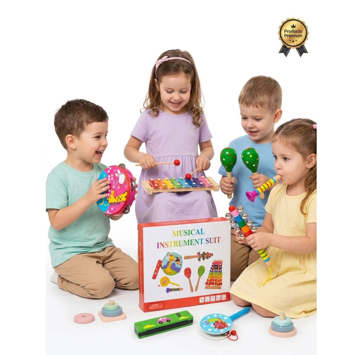 SET DE INSTRUMENTOS MUSICALES DE MADERA PARA NIÑOS ESTIMULACION TEMPRANA - 3