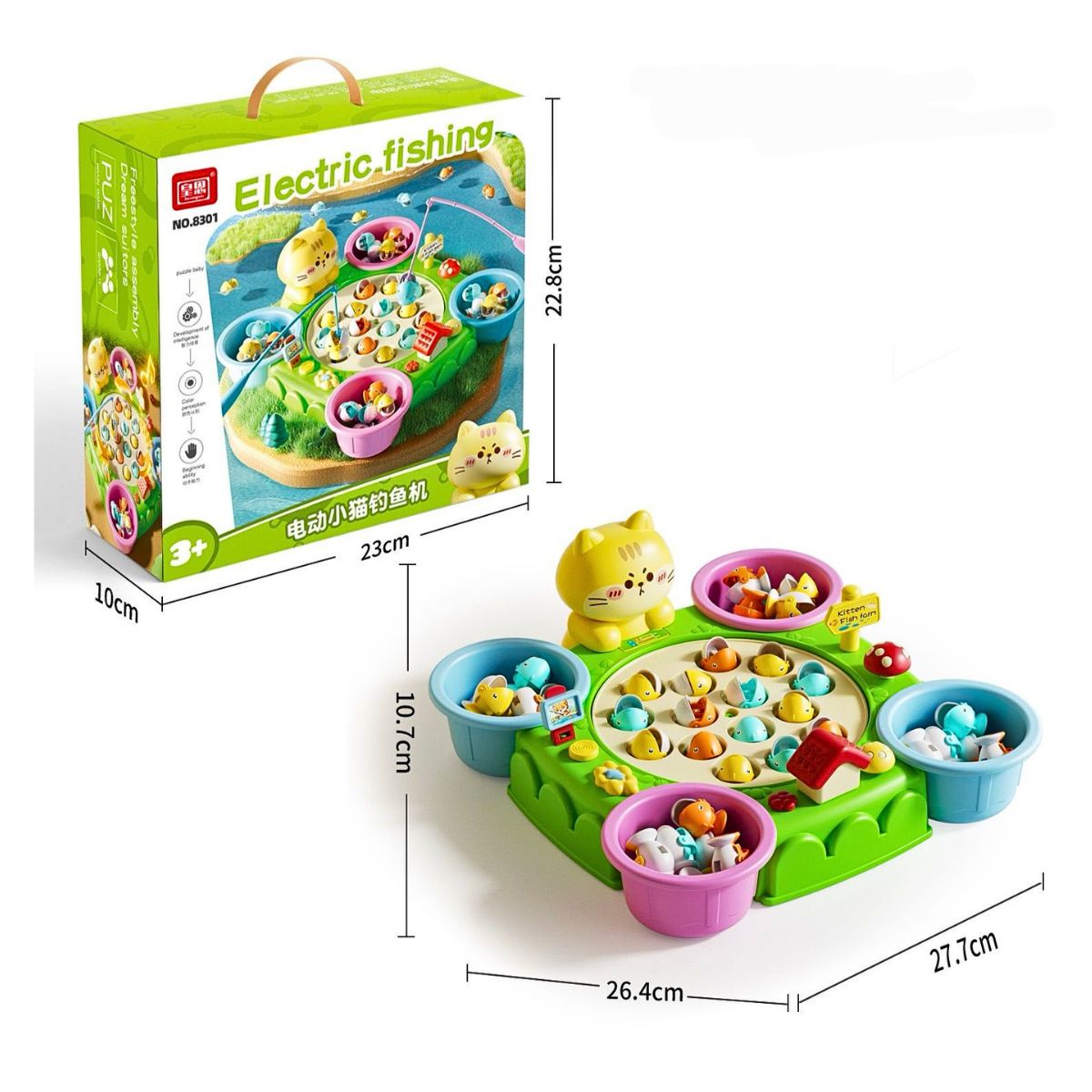 JUEGO DE PESCA INTERACTIVA MUSICAL MAGNETICO DIDACTICO PARA NIÑOS CON ACCESORIOS EDICION GATITO TIERNO - 3