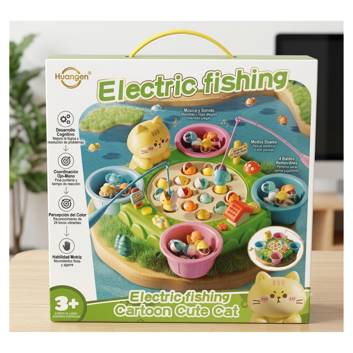 JUEGO DE PESCA INTERACTIVA MUSICAL MAGNETICO DIDACTICO PARA NIÑOS CON ACCESORIOS EDICION GATITO TIERNO - 4