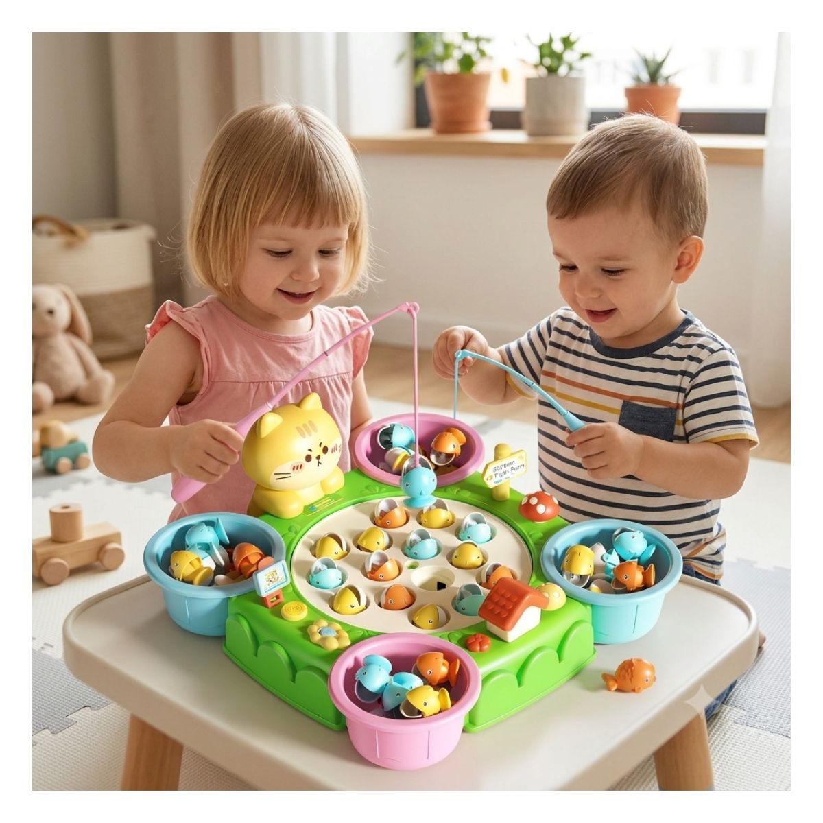 JUEGO DE PESCA INTERACTIVA MUSICAL MAGNETICO DIDACTICO PARA NIÑOS CON ACCESORIOS EDICION GATITO TIERNO - 8