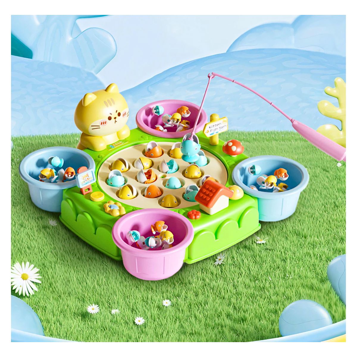 JUEGO DE PESCA INTERACTIVA MUSICAL MAGNETICO DIDACTICO PARA NIÑOS CON ACCESORIOS EDICION GATITO TIERNO - 9